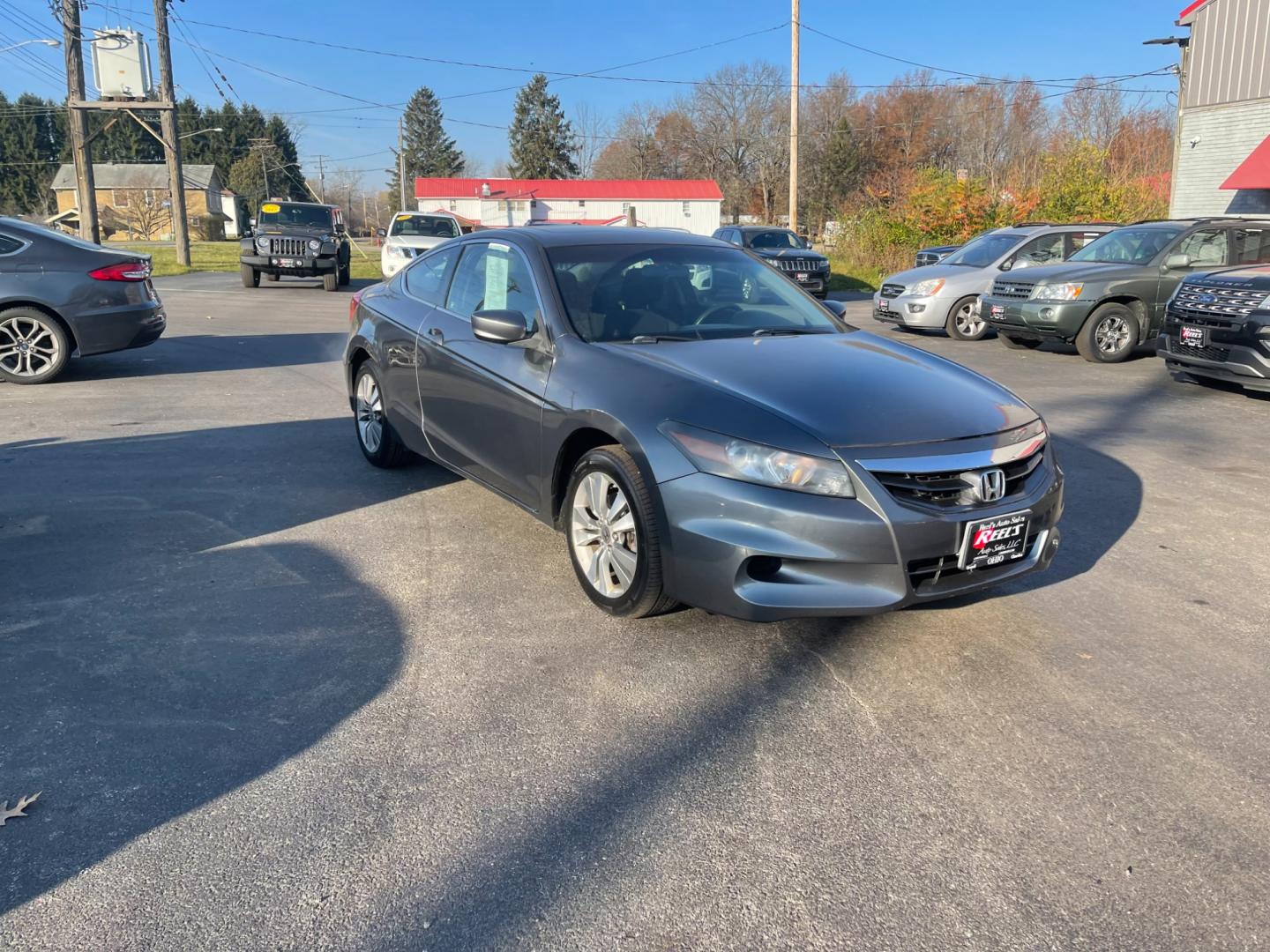 2012 Gray /Black Honda Accord EX Coupe AT (1HGCS1B74CA) with an 2.4L I4 DOHC 16V engine, 5-Speed Automatic transmission, located at 547 E. Main St., Orwell, OH, 44076, (440) 437-5893, 41.535435, -80.847855 - Photo#2